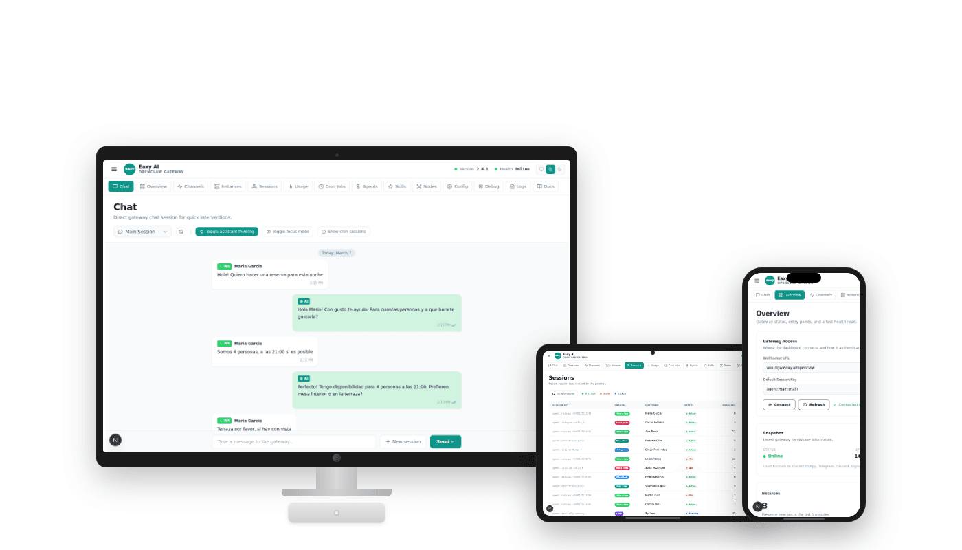 Eaxy AI on monitor, tablet and phone