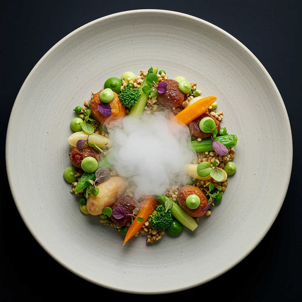 Michelin-ready vegan tasting plate close-up