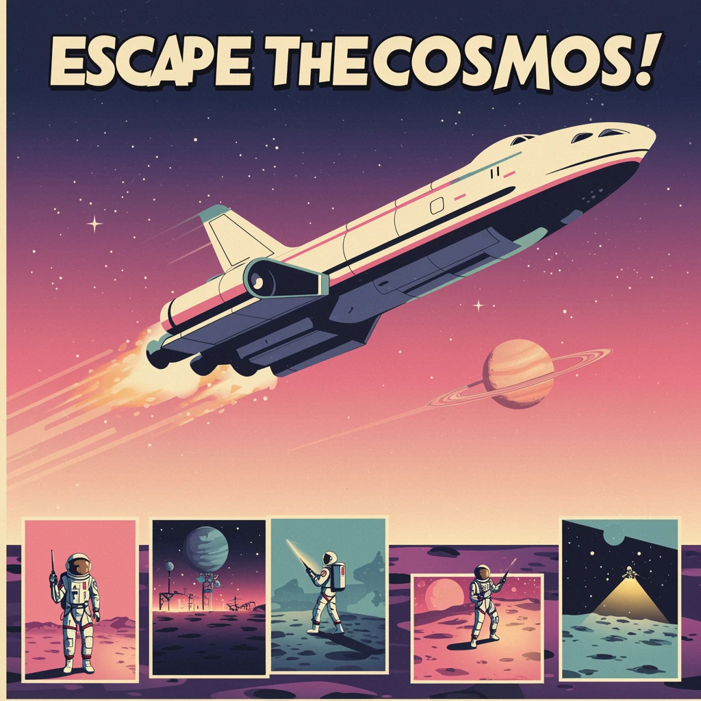 Retro space tourism poster concept art