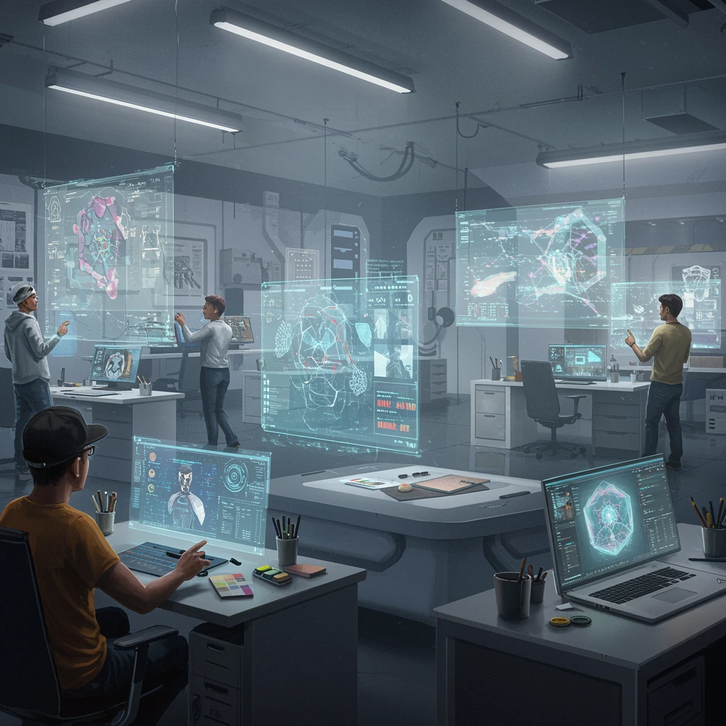 AI-powered creative studio mood board scene