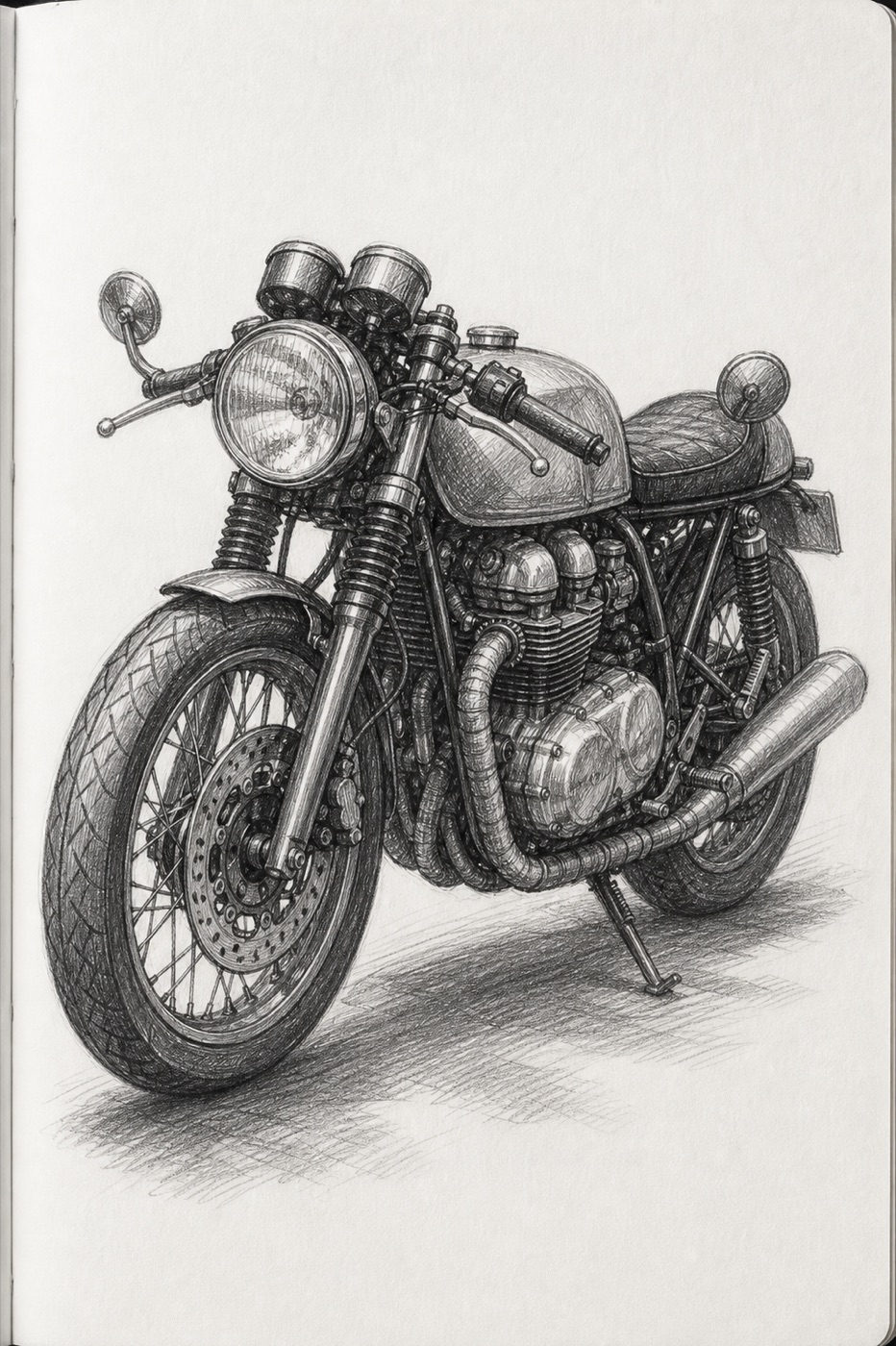 AI generated motorcycle sketch image